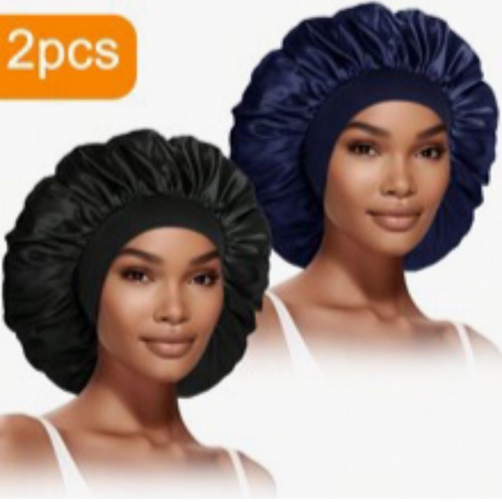 3for$20 2pcs( black & navy) Women Bonnets, Solid Color Wide Brim Elastic